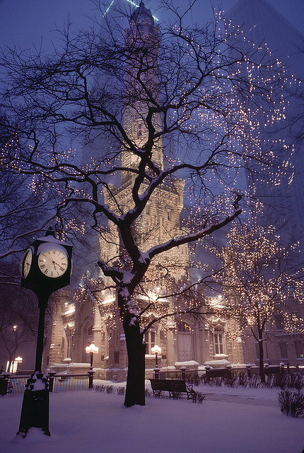 Snowy Night, Watertower Place, Chicago, Illinois