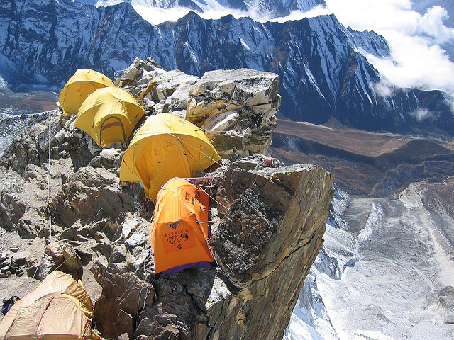 by distantpeak on Flickr.High camp on the edge, Ama Dablam Expedition, Nepal.