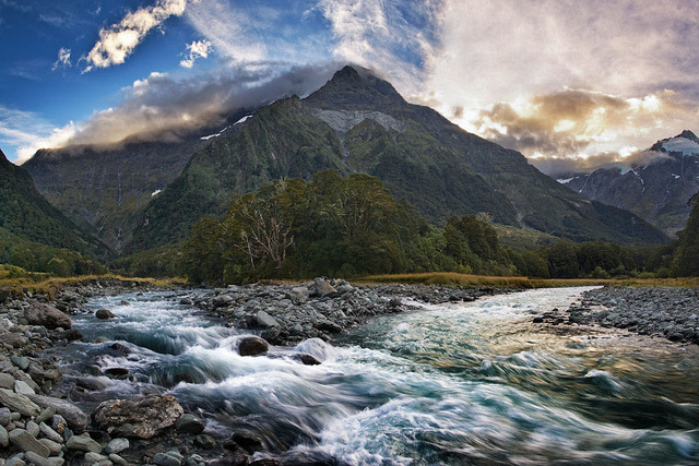 by Tannachy on Flickr.Wilkin river and Mount Pollux in Mount Aspiring National Park - South Island, New Zealand.