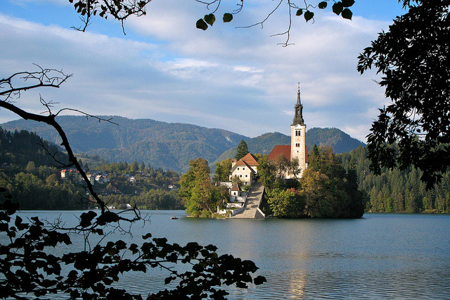 by Frank Fujimoto on Flickr.Small island and church in the middle of Lake Bled, Slovenia.