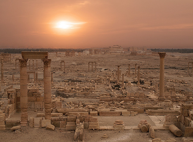 by Julian Kaesler on Flickr.Sunrise over the expansive ancient city of Palmyra, Syria.
