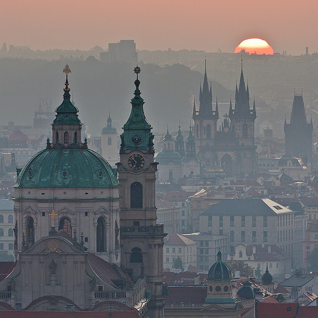 by Tomas Megis on Flickr.When the sun welcomes a new day in the romantique city of Prague, Czech Republic.
