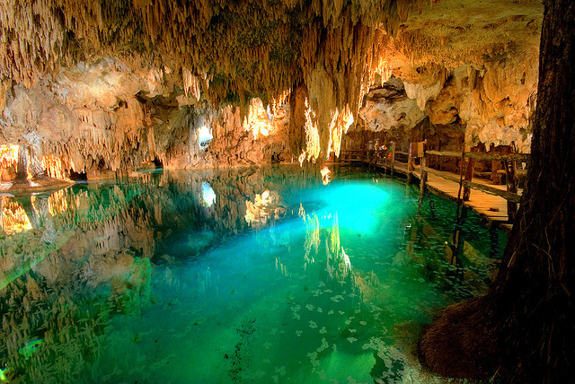 by canbalci on Flickr.Aktun Chen underground cenote in Yucatan Peninsula, Mexico.