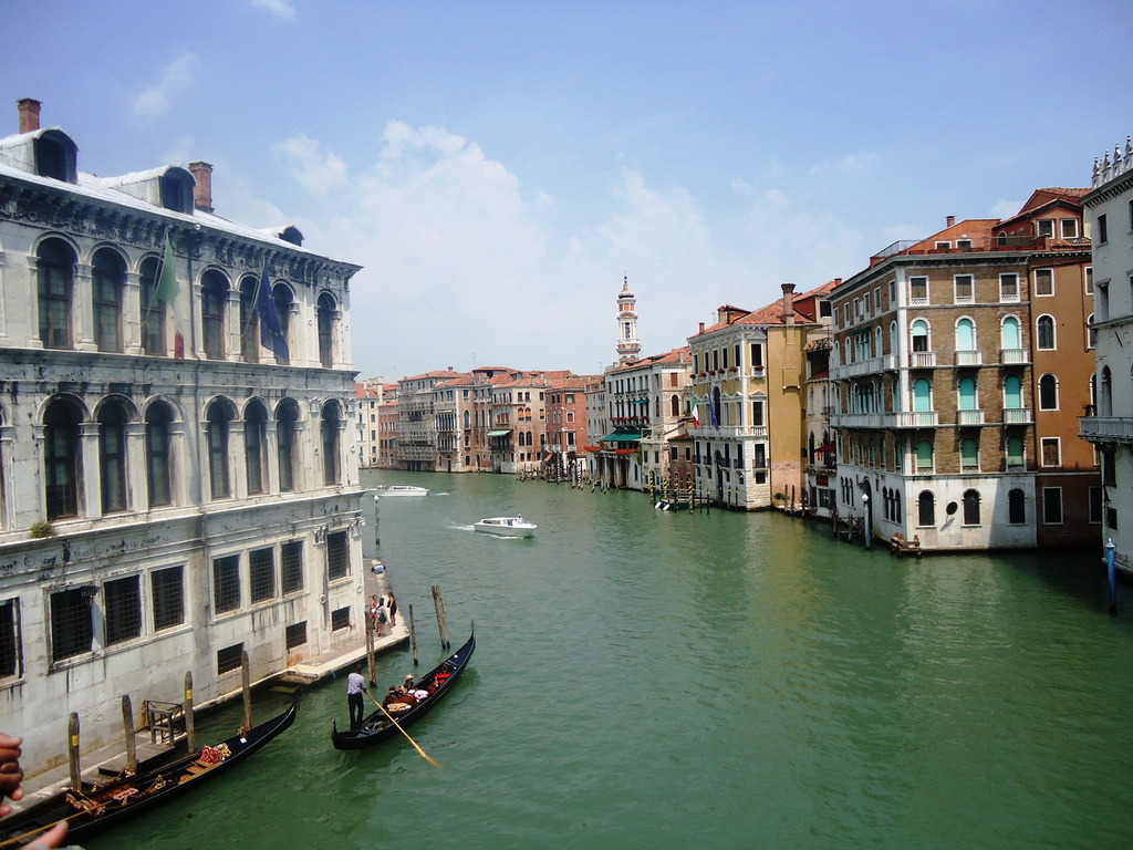 Gondolas on the Grand Canal, Venice, Italy. 