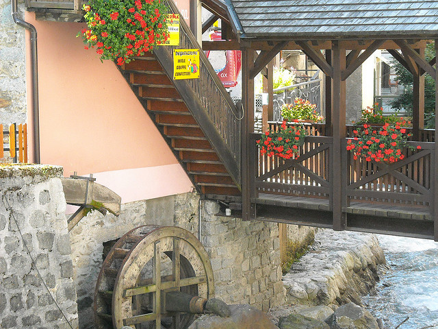 Small watermill in Ponte di Legno, Lombardy, Italy