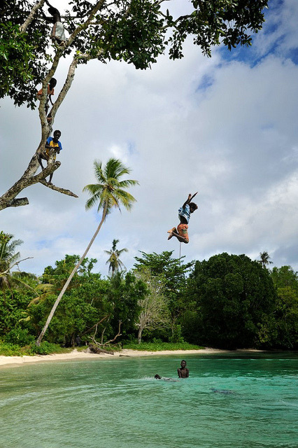 Diving in clear waters, Nuhu village, Solomon Islands