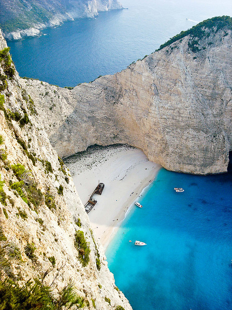 One of the most famous beaches in Greece, Navagio Beach in Zakynthos