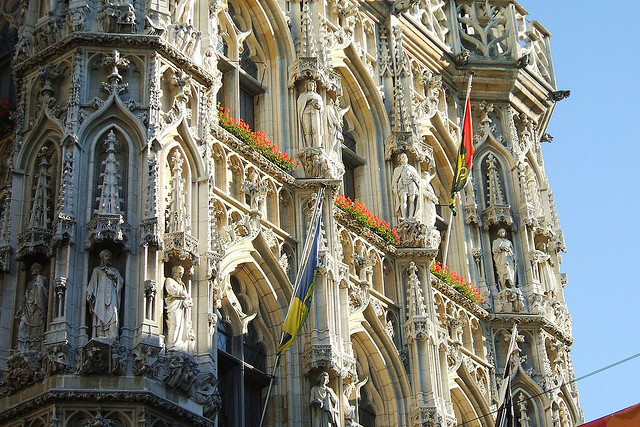 Gothic architecture at Leuven Town Hall, Belgium
