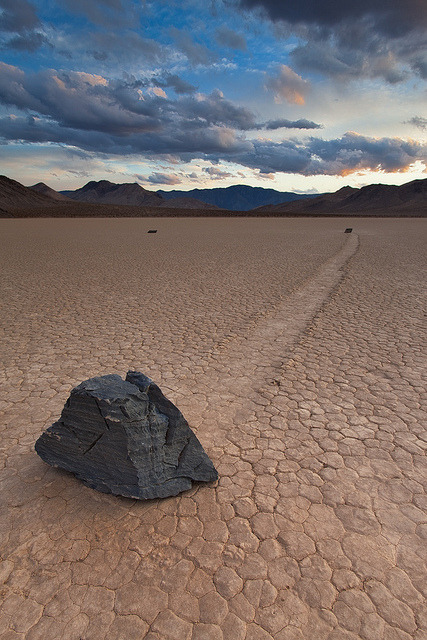 Sliding rocks on Racetrack Playa, Death Valley National Park, California