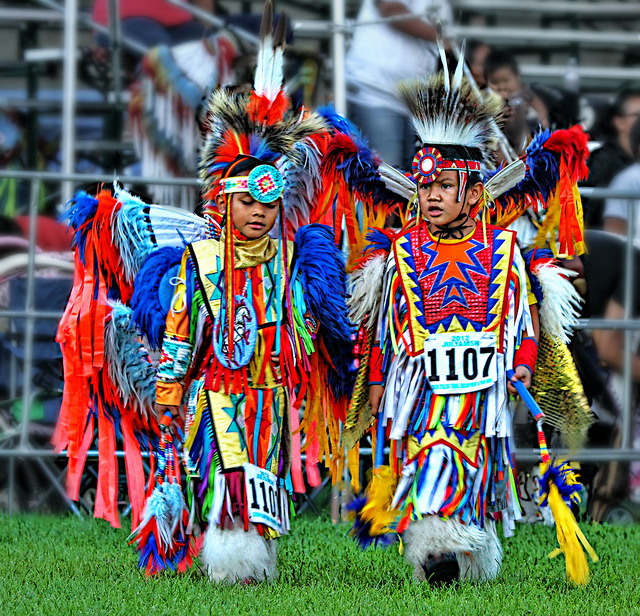 Native americans children at Julyamsh Powwow Festival in Coeur d'Alene, Idaho, USA