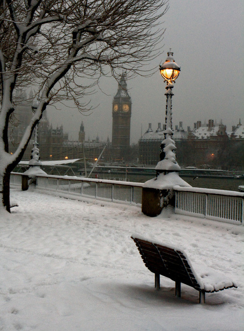 Snowy Night, London, England