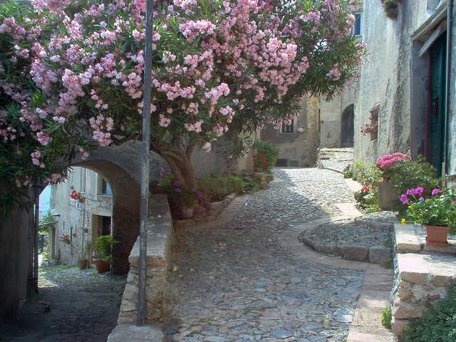 Picturesque streets in Borgio Verezzi, Liguria, Italy