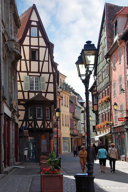 A view down Rue des Boulangers in Colmar, France