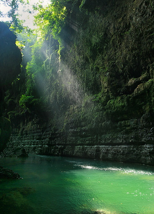 Ray of lights in the Green Canyon, West Java, Indonesia