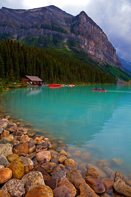 Turquoise coloured water of Lake Louise, Canada