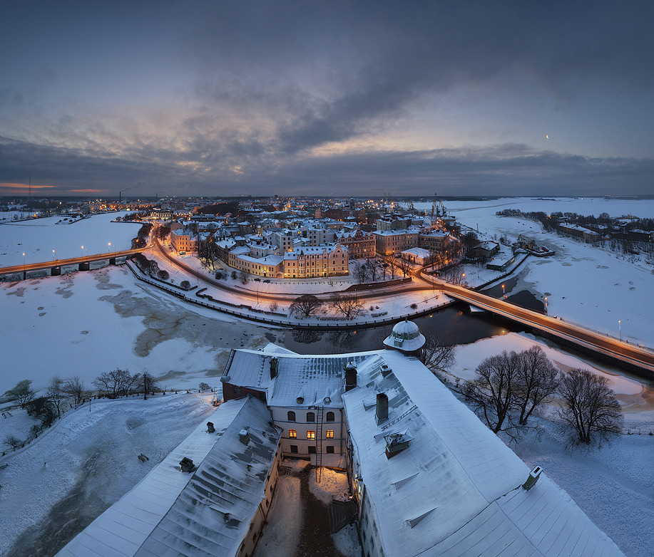 Karelian winter nights in Vyborg / Russia